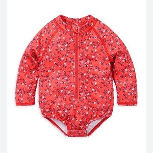 Janie and Jack Baby Girl's Floral Rashguard Swimsuit Size 12-18 months